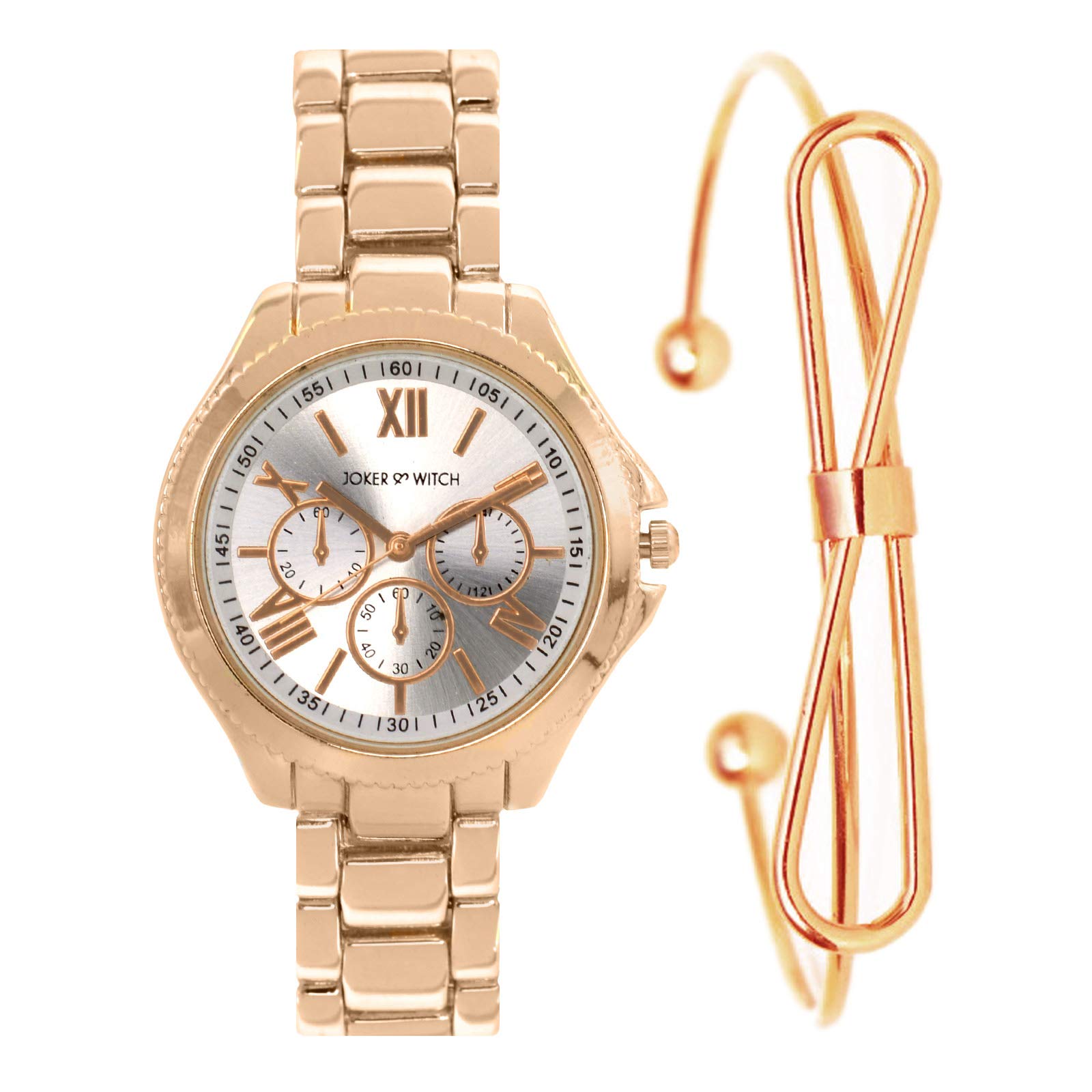 Joker & Witch Stainless Steel Carole Rosegold Analogue Watch Bracelet Gift Set For Women, White Dial, Rose Gold Band (B084FZGHMW) Amazon Price History, Amazon Price Tracker