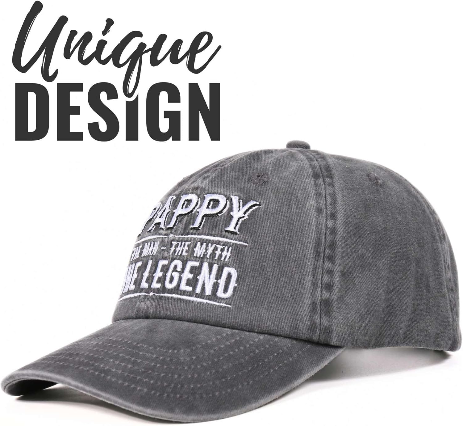 Pappy Gifts Embroidered Cap, Funny Grandpa Gifts for Men, Adjustable Hat Gifts Accessory for Birthday & Christmas Grey - Image 2