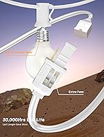 Vista 3 de SUNSGNE Guirnalda de luces LED G40 de 25 pies para exteriores con 27 bombillas blancas esmeriladas inastillables (2 de repuesto), luces colgantes al