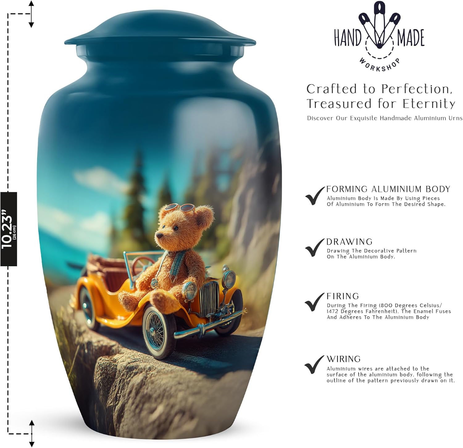 Teddy Bear Urns for Men Ashes Adult Male - Tiny Cremation Urn for Human Ash - Large Urn for Mother's Ashes - Blue Funeral Urns for Human Ash Set of 5-10 & 3 Inch