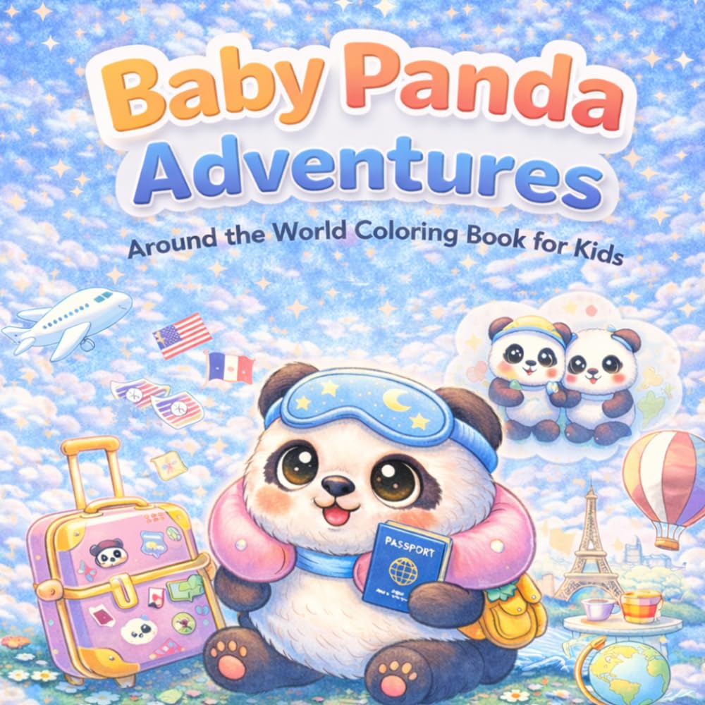 Baby Panda Adventures: Around the world coloring book for kids