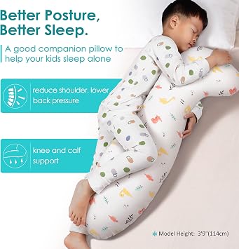BYRIVER 35 Contour Cooling Cute Body Pillow for Kids Girls Boys, Child Hug Pillow for Sleeping, Washable Cotton Dinasour Pillow Cover, Gifts for Kids (KL)