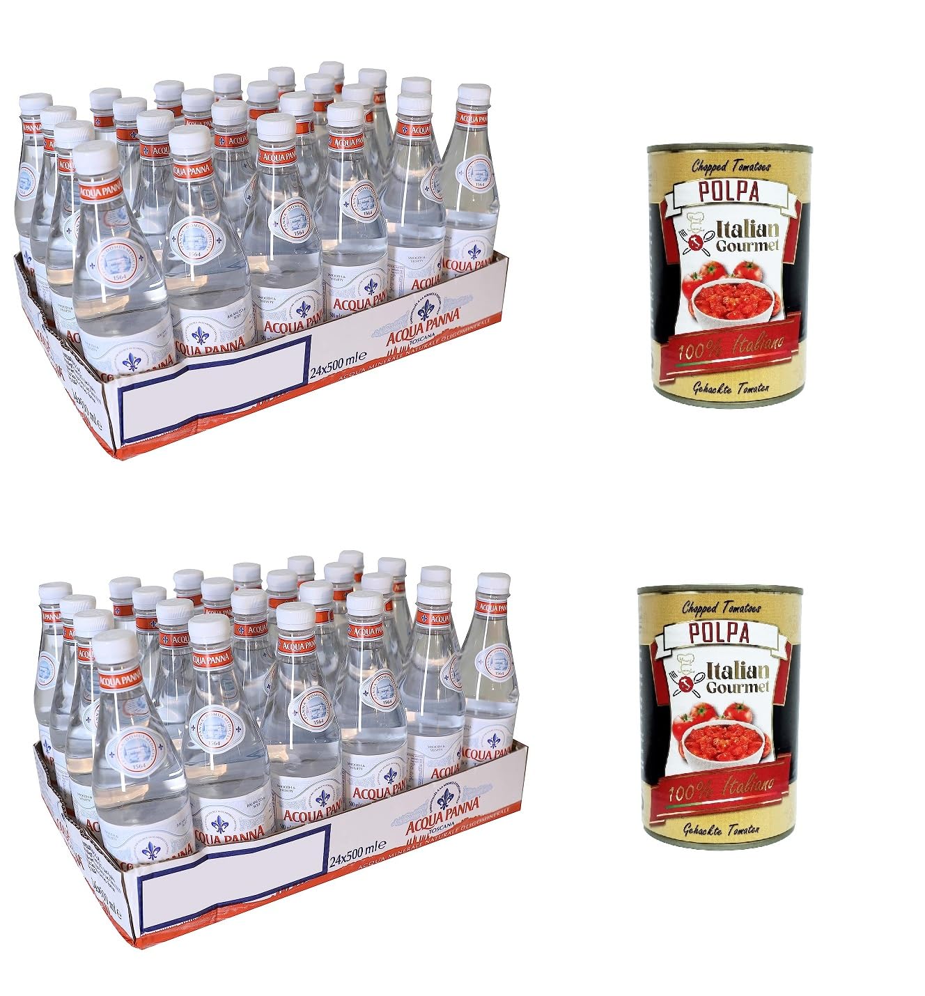 Italian Gourmet Acqua minerale naturale still Mineralwasser PET 48 x 500ml | Bevanda non frizzante in bottiglie pratiche per tavola e viaggio; geeignet, Gesamtnettogewicht 24 L + Kostenlos Polpa 400g