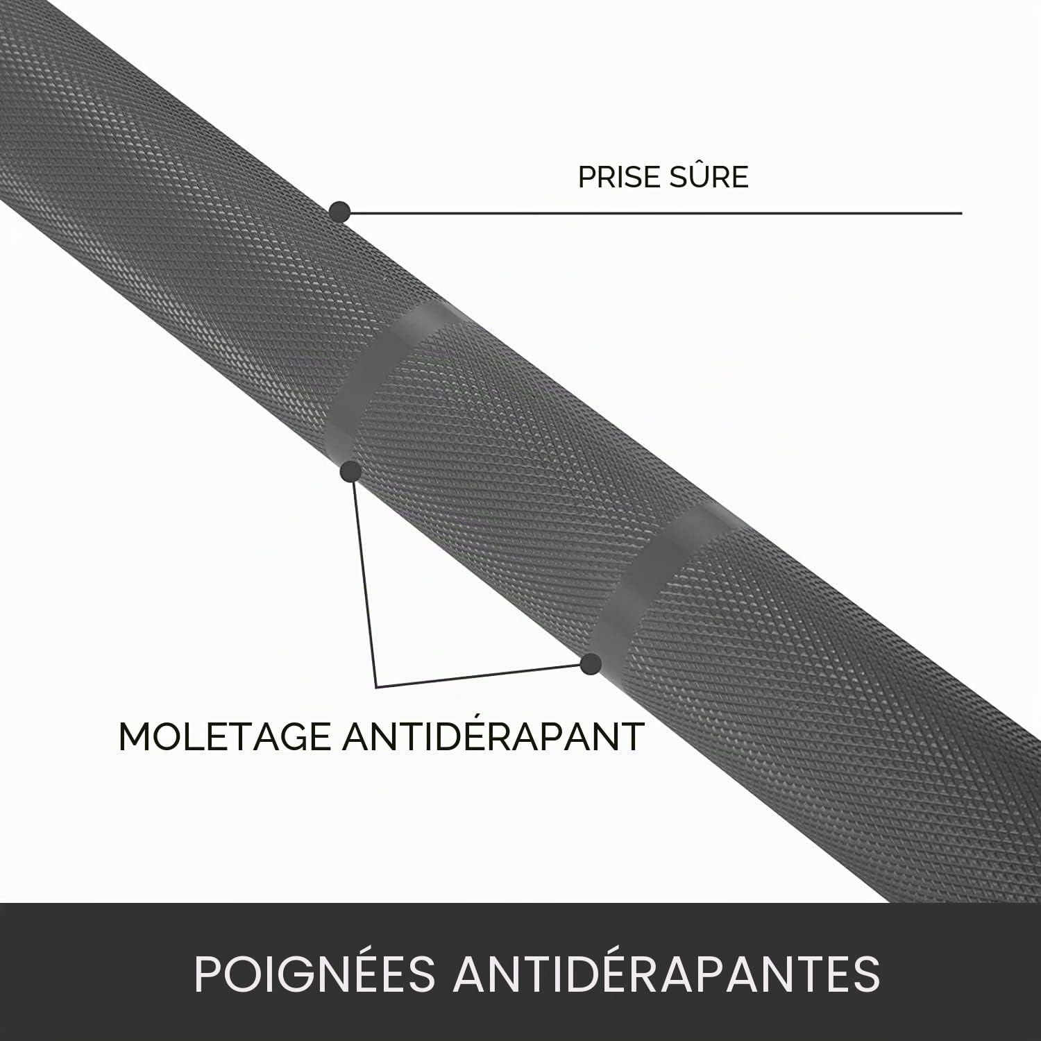 Barre d'Entraînement Olympique 180 cm - Acier Chromé, Diamètre 50 mm, Sans Poids