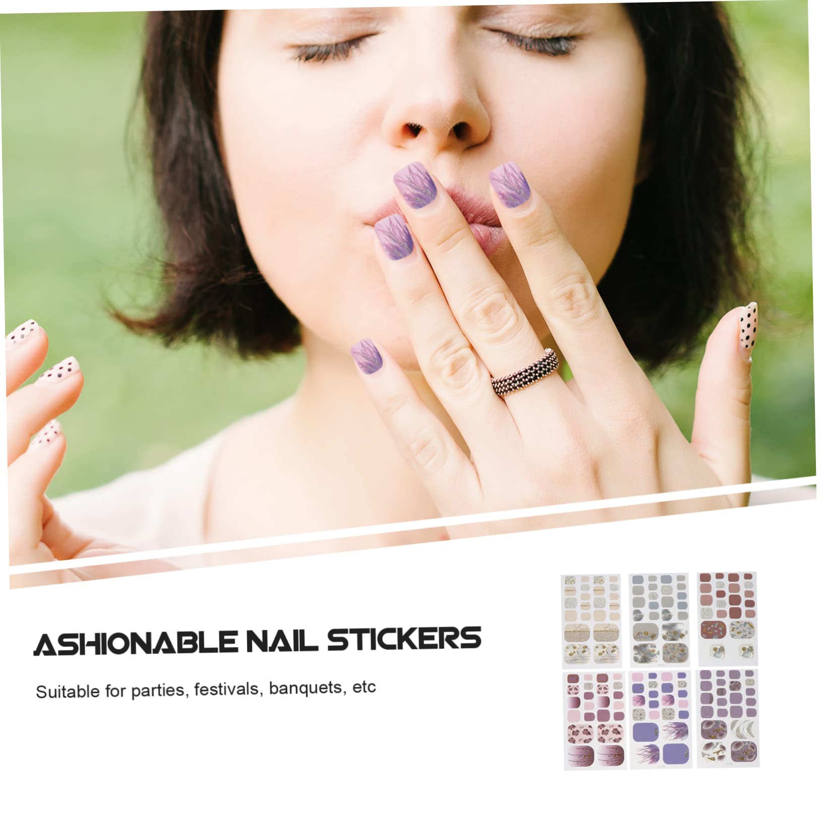 5 Set Adesivi Unghie Impermeabili Autoadesivi Decorazioni Per Manicure Diy Set Design Variegati Per Unghie Facili Applicare E Rimuovere 6 Fogli*5