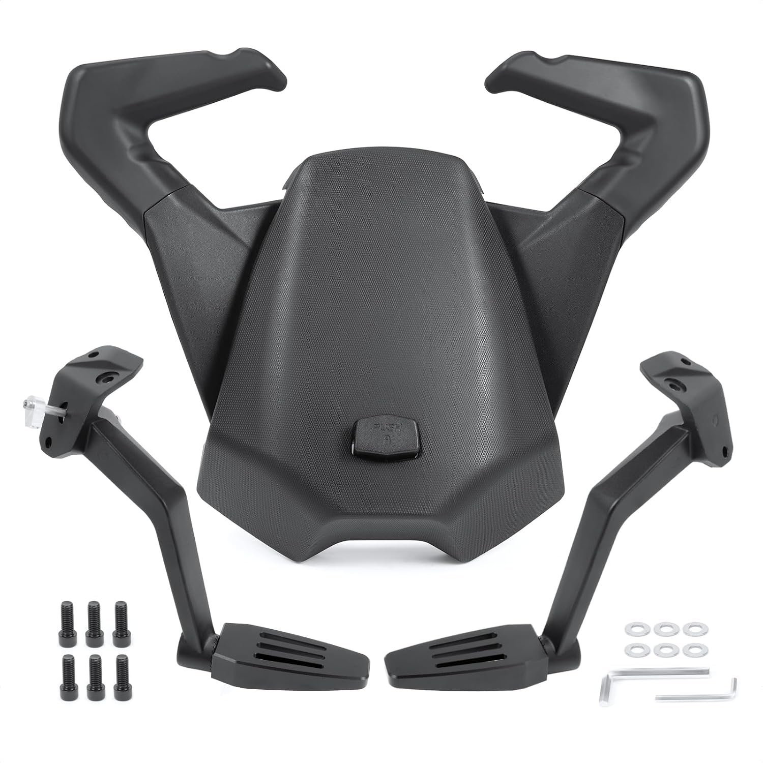 Upgraded Passenger foot pegs +Passenger Seat with Grab Handles for Can Am Ryker All Models, Replace #219400842, MAX Mount 219400800 Required (Seat + Pegs)