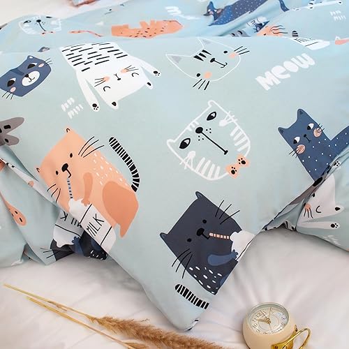 Miniatura 161 de Cartoon Cat Comforter Cover Set - Queen Size, Gradient Line Cat Bedding Set with Zipper for Kids Teens Boys Girls Adult Room Decor - 1 Quilt Cover 2