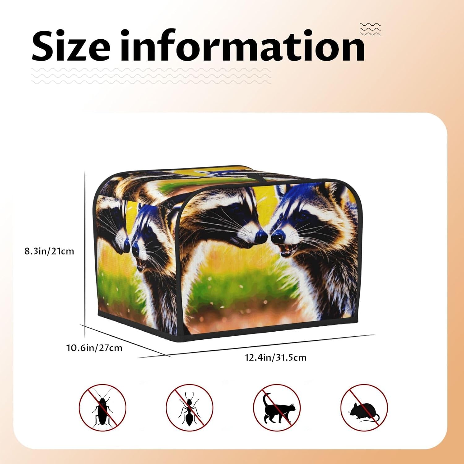 Cute Raccoon Print 4-Slice Toaster Cover Kitchen Appliance For Bread Home Protector Daily Usability image 5