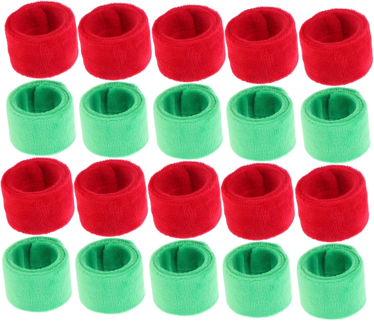 BESTYASH Xmas Wrapping Paper Clip Slap Bands with Plush Cover, 20pcs