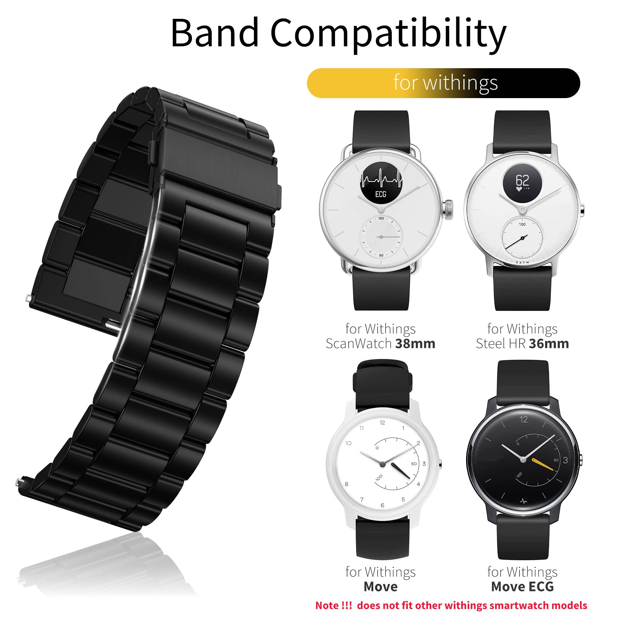 Chainfo Gomma Cinturini per Orologi compatibile con Withings Steel HR 36mm / ScanWatch 38mm / Move/Move ECG/Activité Steel, Impermeabile Orologi Bracciale Cinturino NO221006 (18mm, J [Pack of 5
