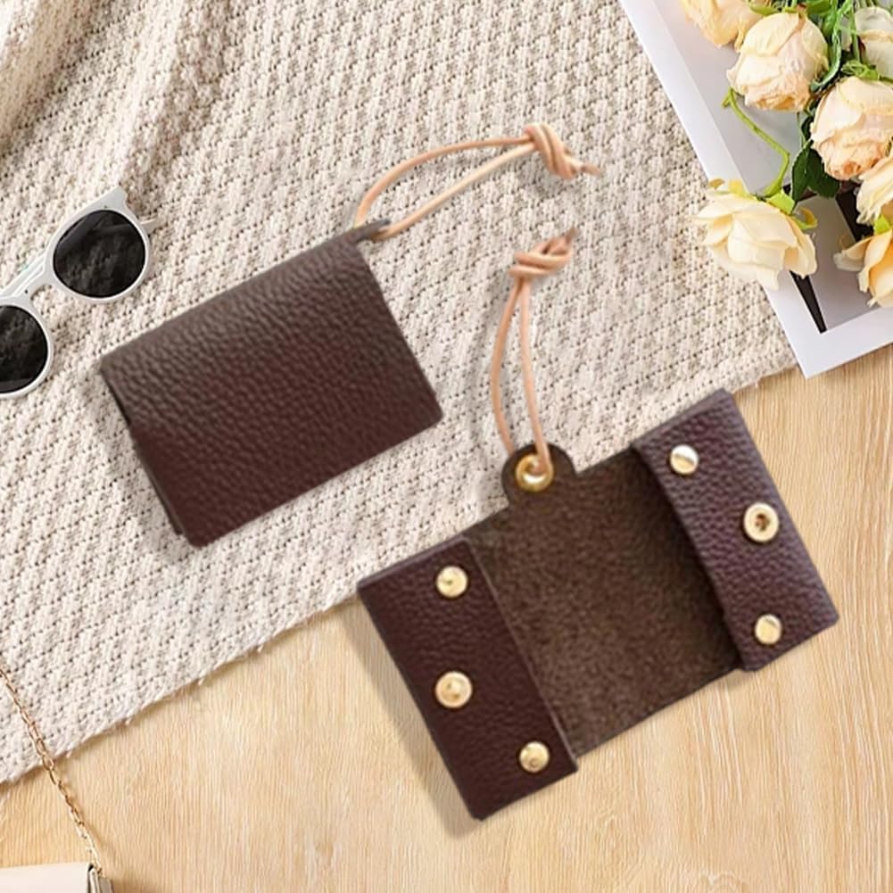 PU Leather Pocket Tissue Holder for Purse Portable Facial Paper Storage Case Packs Bags Waterproof Napkin Box Reusable Dark Brown Leather Tissue Pouch for Car Home Bathroom Travel Supplies image 5
