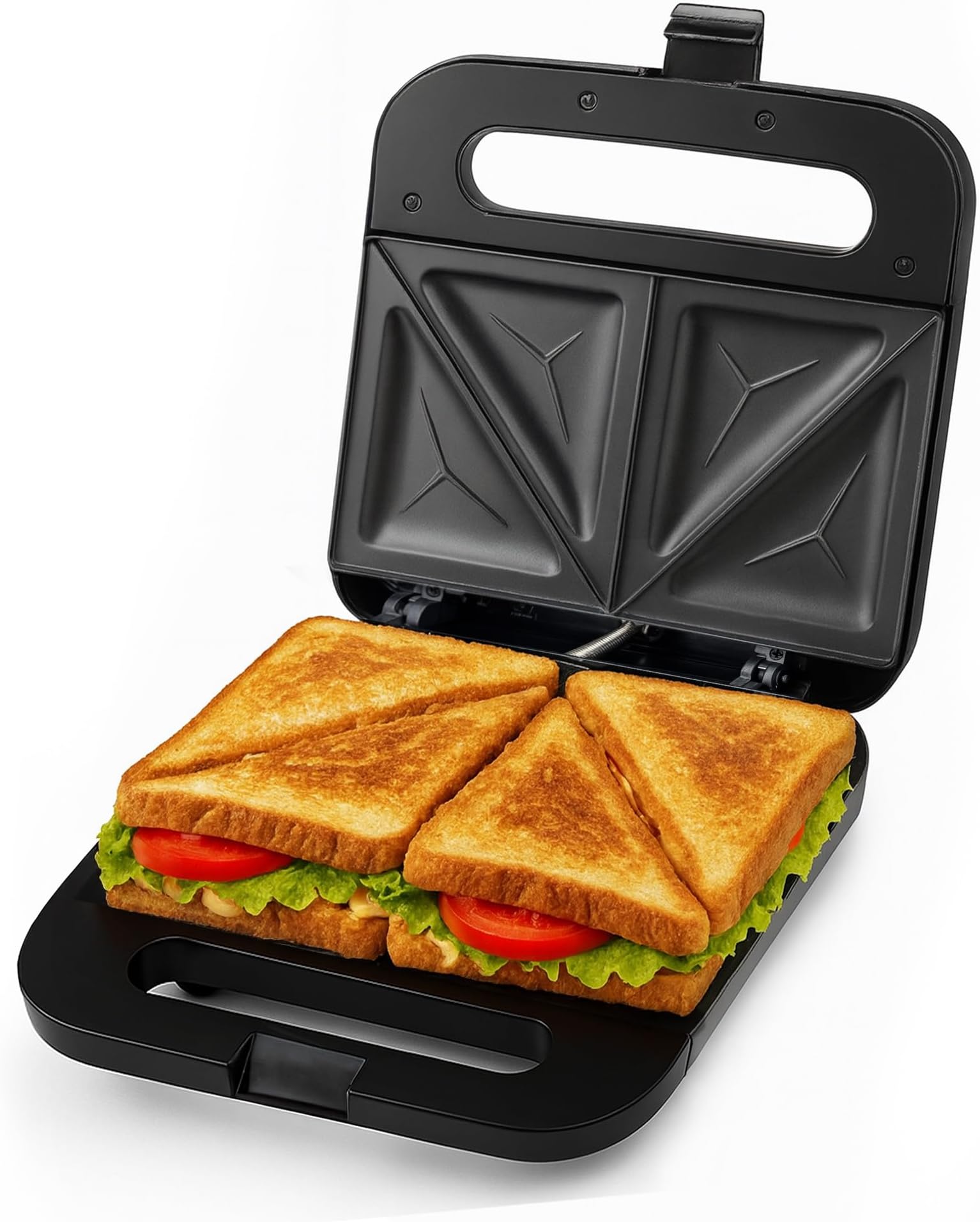 OVENTE Electric Sandwich Maker, 750W Non-Stick Plates, Black GPS401B | Perfect for Grilled Cheese, Tuna Melts, Omelets, French Toast, Breakfast Favorites, Light Meals, and Snacks