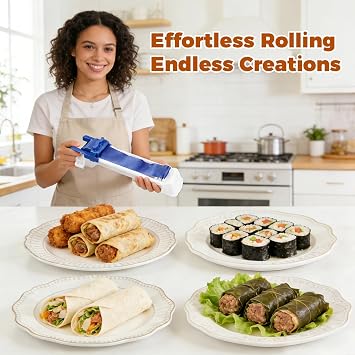 Lumpia Roller Machine for Fast & Even Rolling,Vegetable Meat Rolling Tools for Grape & Cabbage Leaves,Egg Roll Maker, Spring Roll Maker for Family Cooking, Party Meal Prep