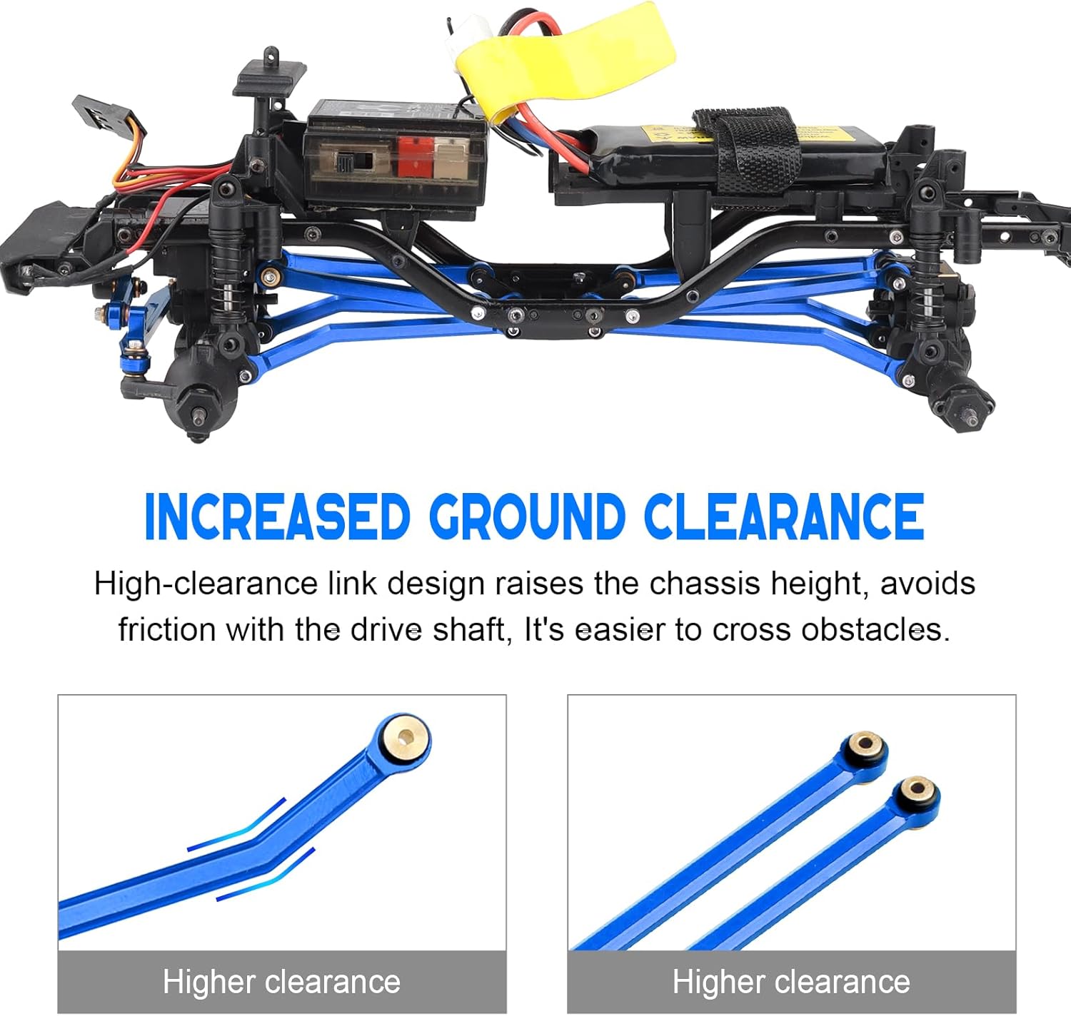 High Clearance Steering Links Set for Axial SCX24 C10 AXI00001 Wrangler JLU AXI00002, 8PCS (Blue)