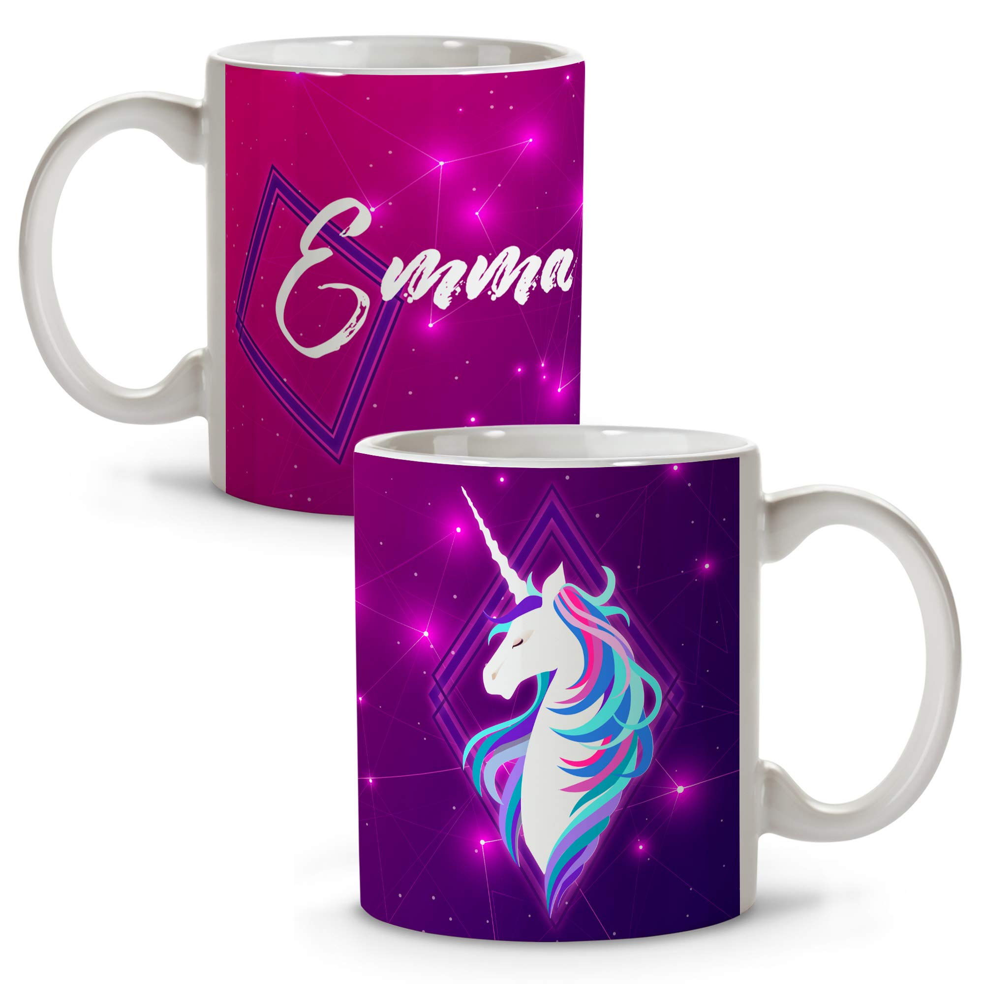 LolaPix Taza Unicornio personalizada con nombre. Regalos Frikis personalizados. Tazas personalizadas de cerámica. Varios diseños y colores de interior. Unicorn