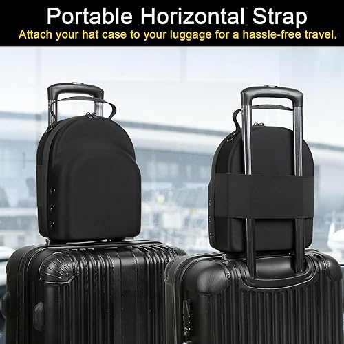 Miniatura 65 de Funda rígida para gorra de béisbol, funda de viaje con correa ajustable para el hombro, funda para 12 gorras de béisbol, perfecta para viajes y Negro