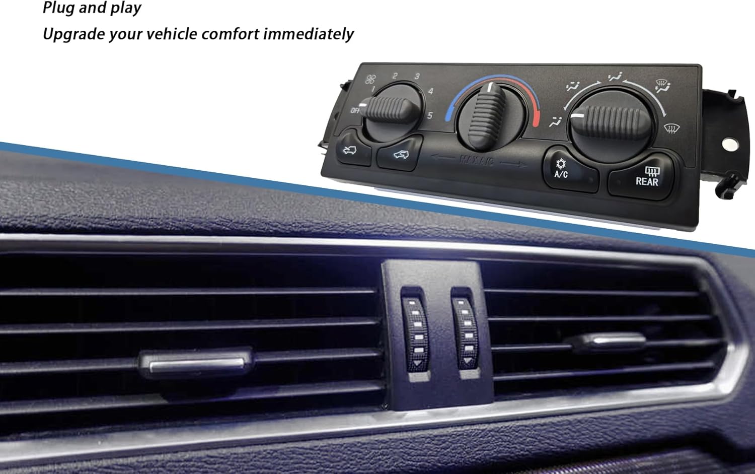 599-218 Front A/C Heater Climate Control Module Panel with Rear Window Defogger Switch Compatible with 1999-2002 Chevy Tahoe Avalanche Suburban Silverado and GMC Yukon Sierra