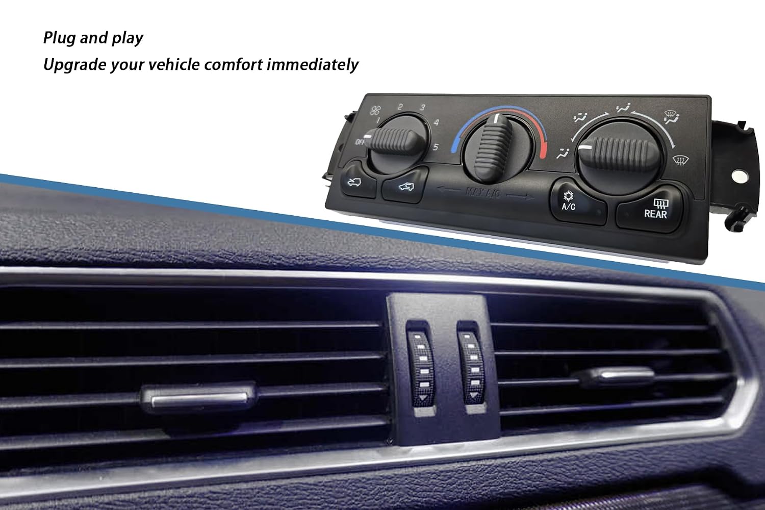 599-218 front a/c heater climate control module panel with rear window defogger switch compatible with 1999-2002 chevy tahoe avalanche suburban silverado and gmc yukon sierra