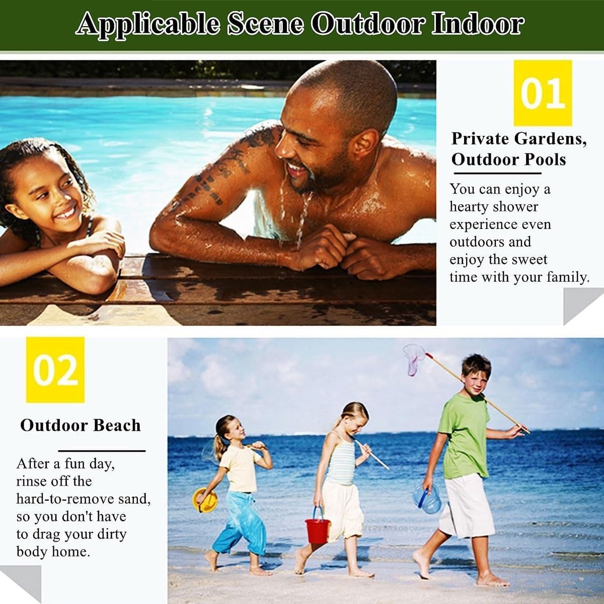 Freestanding Outdoor Shower Column Set,Stainless Steel Outside Standing Shower Fixtures with Shower Head & Handheld Spray,for Patio Swimming Pool Garden Backyard