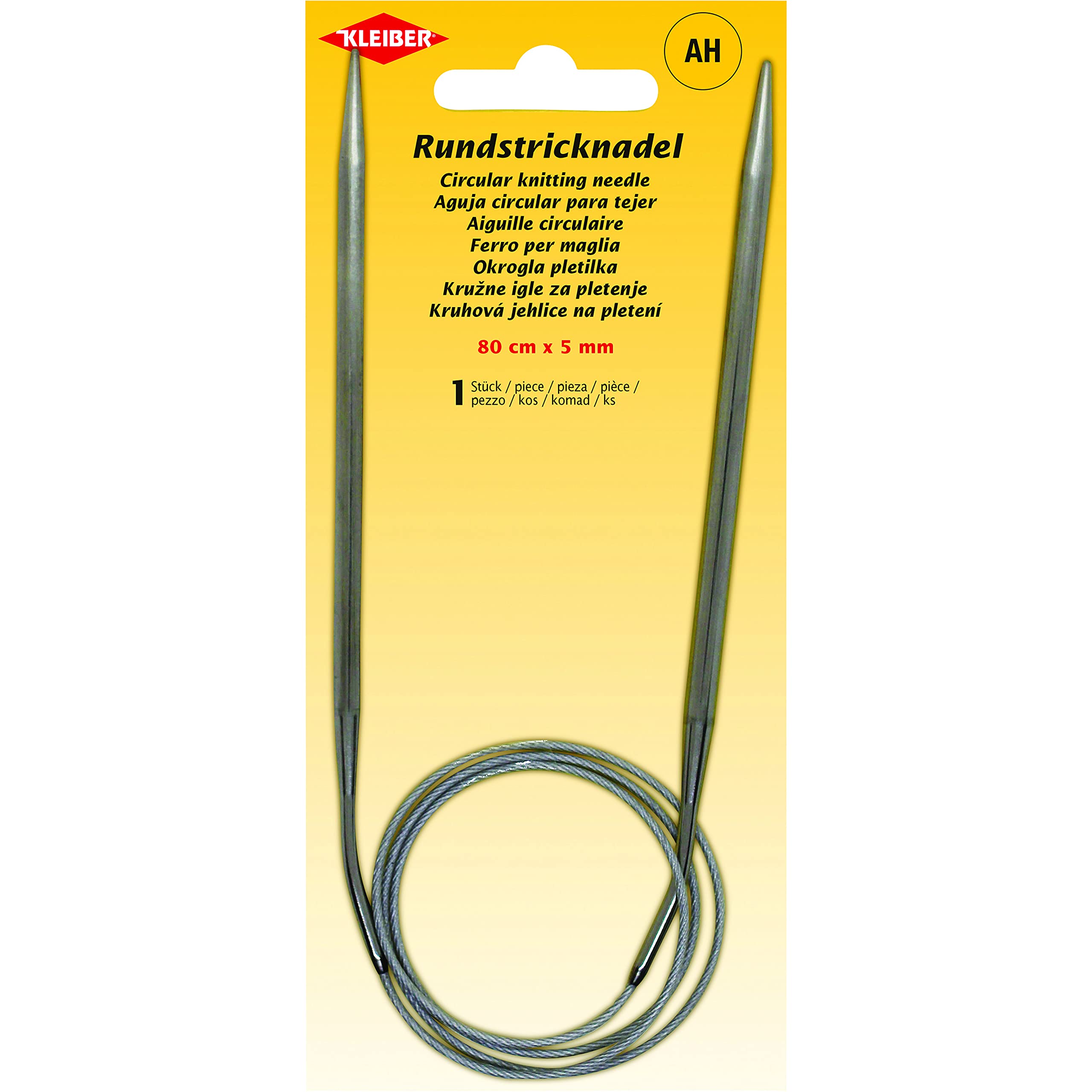 Kleiber + Co. GmbH Circular Knitting Needle, Metal, Gray, 80 cm x 5 mm