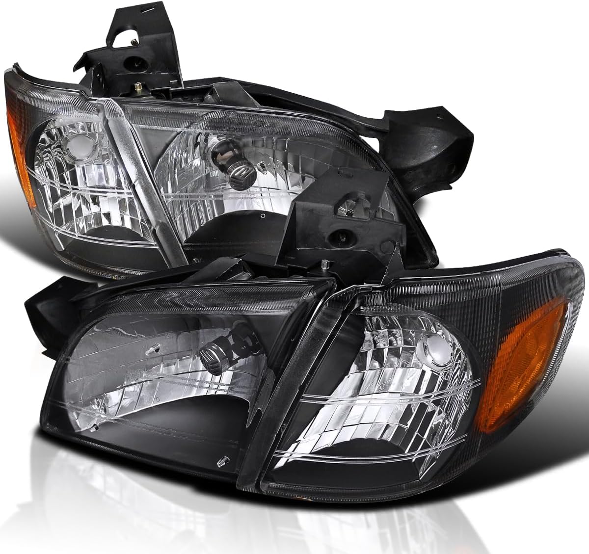 SPEC-D TUNING Chrome Housing Clear Lens Headlights + Corner Lights Compatible with Chevy Venture 1997-2005, Oldsmobile Silhouette, Pontiac Montana Trans Sport, L+R Pair Head Light Lamp Assembly