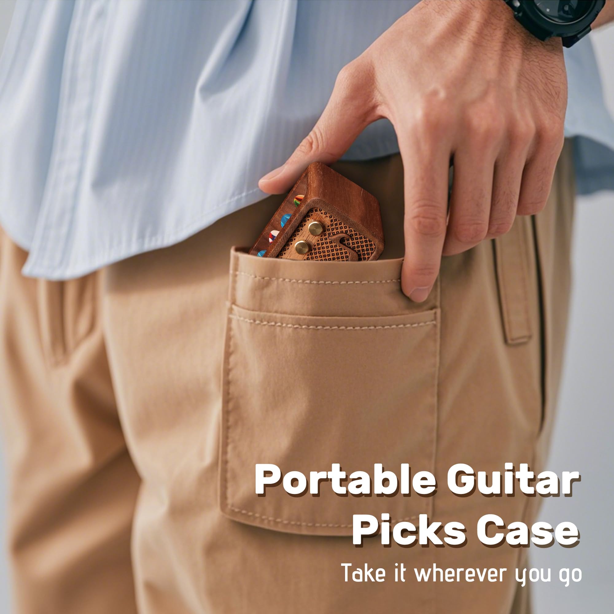 Guitar Pick Holder, Walnut Wood Electric Guitar Amp Styled Pick Holder for Picks Storage and Display, Gift for Guitar Players Guitarists