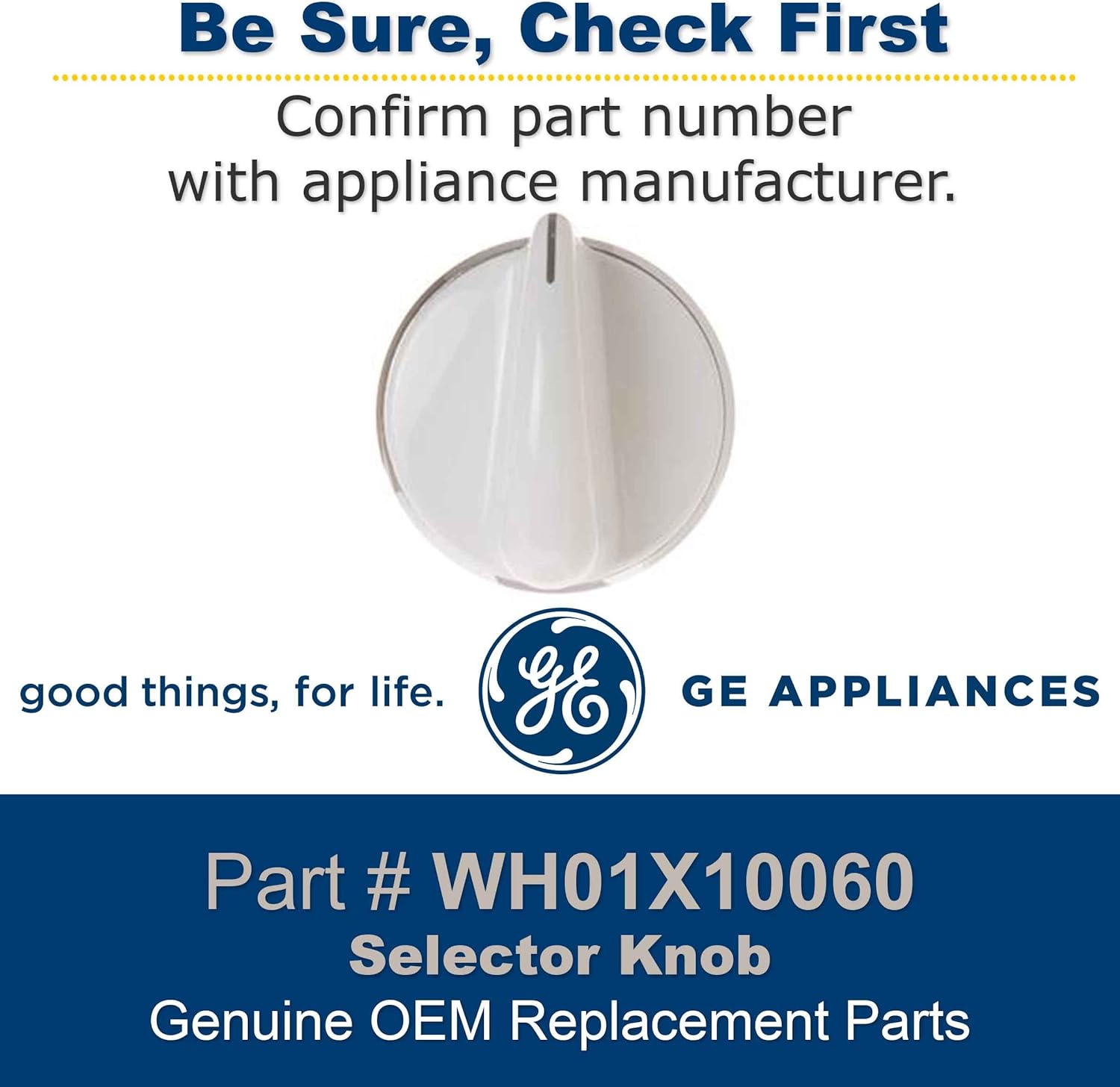 GE Appliances WH01X10060 Genuine OEM Control Knob for Washing Machines