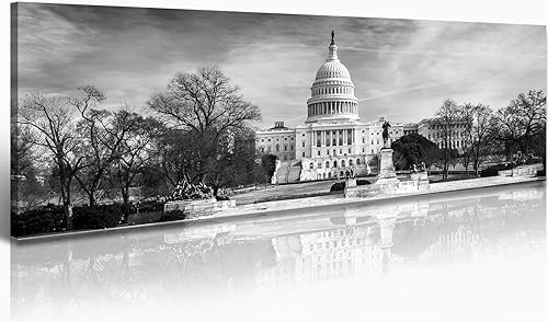 JiazuGo - Paisaje urbano en lienzo impreso en blanco y negro, obras de arte moderno para pared con vistas panorámicas de ciudades, cuadros de 14 x