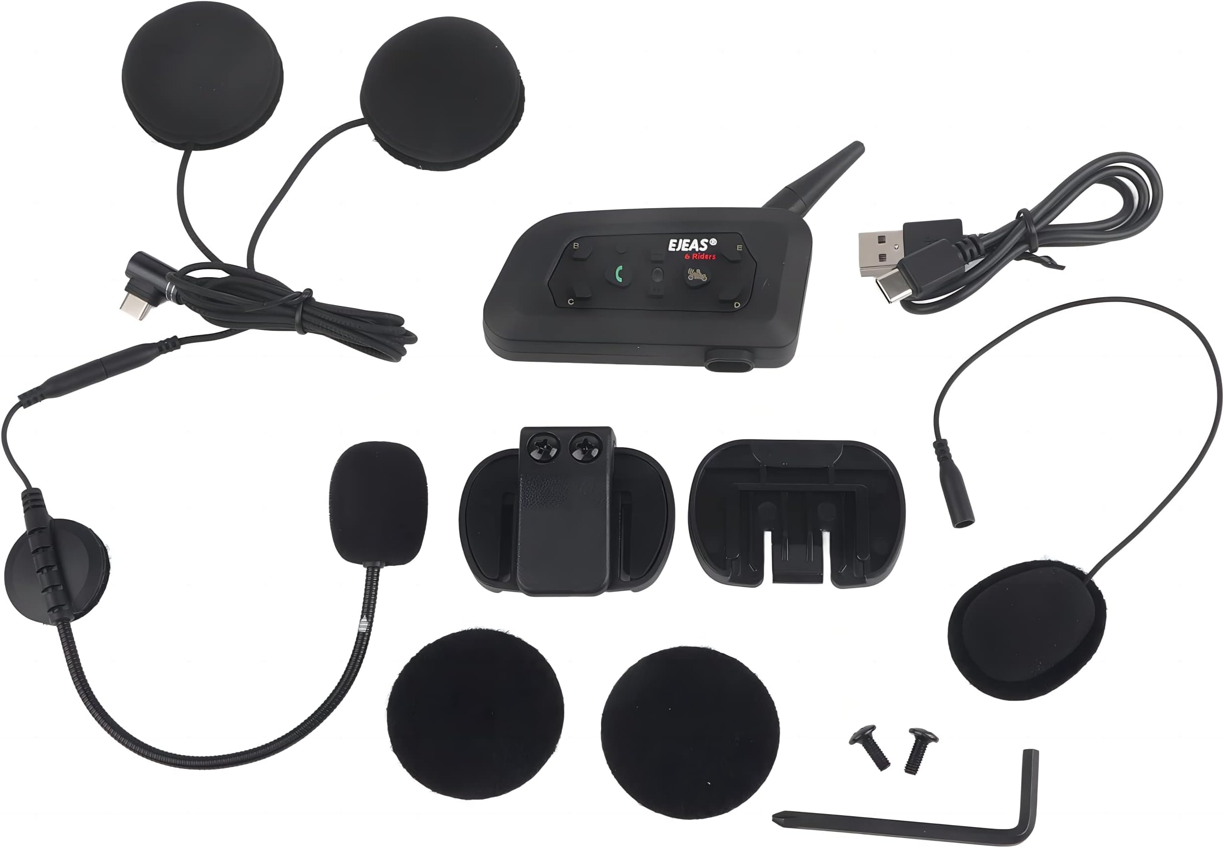 EJEAS Casco de Moto Bluetooth V6 Pro, Sistema de Comunicación Intercom