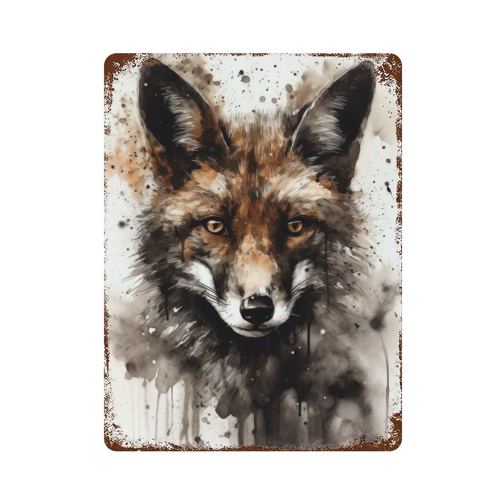 Fox Nature S Crafty One Rusty Metal Tin Sign 15.7"x11.8", Ideal for Farmhouse, Kitchen And Entryway Decor