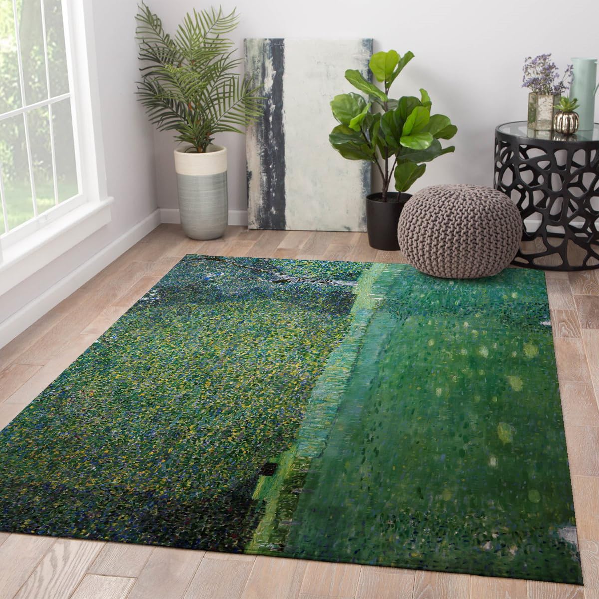 Waschbarer Teppich 180x270 Moderne Teppiche mit Rutschfester Rücklage für Schlafzimmer dünn weich niedrigflorig für Küche Wohnzimmer Spielzimmer Bauernhaus Esszimmer Dekoration Landteich
