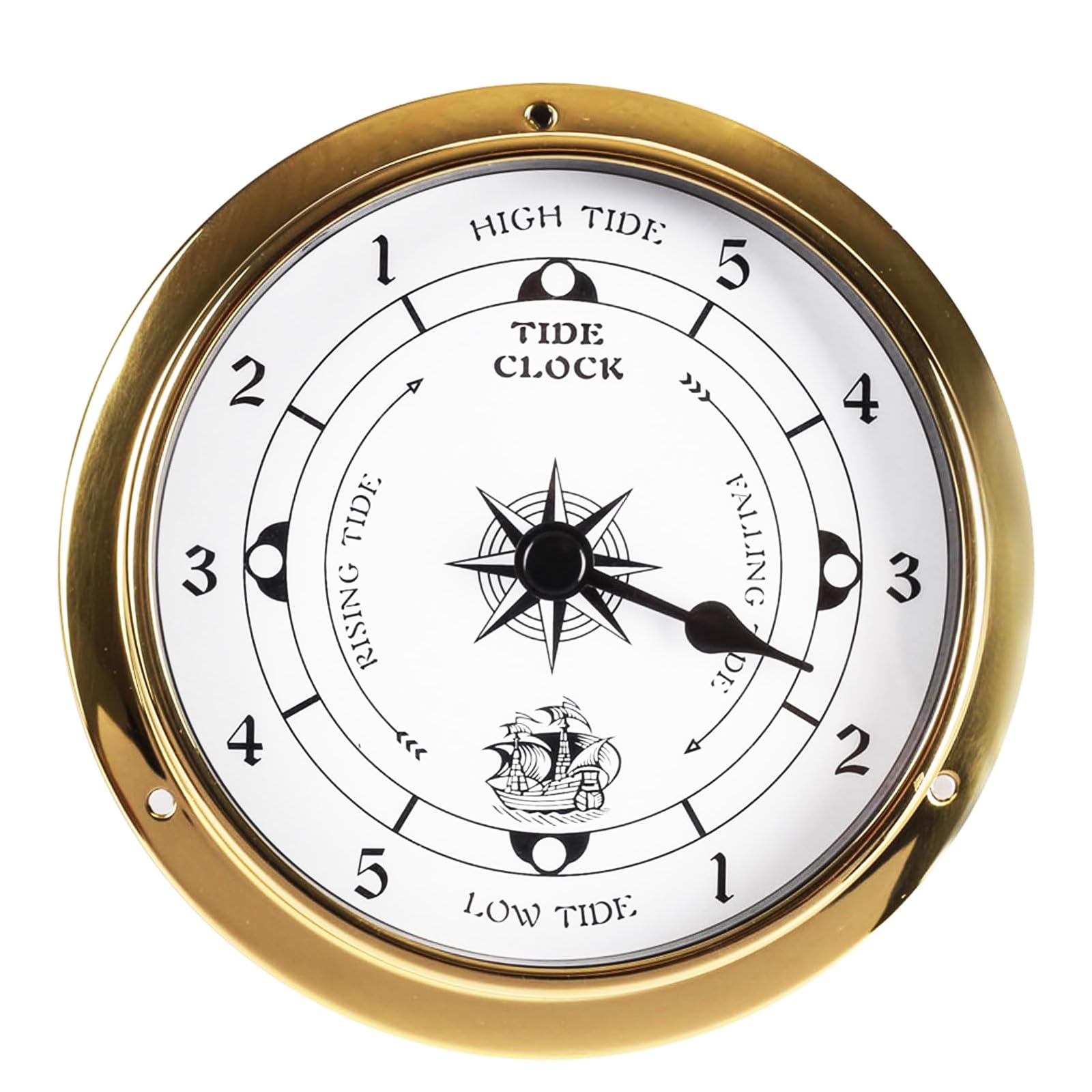 DJHVJS 4.5In Brass Tide Clock for East Coast High and Low Tides, Wall Hanging Nautical Clock for Weather Station, Fishing, Beach Ocean Activities