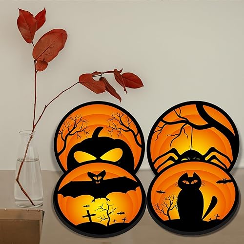 Miniatura 93 de Tucocoo Fundas para quemadores de estufa, juego de 4 fundas para estufas de gas de vino tinto retro, cubiertas superiores de estufa de 8 pulgadas