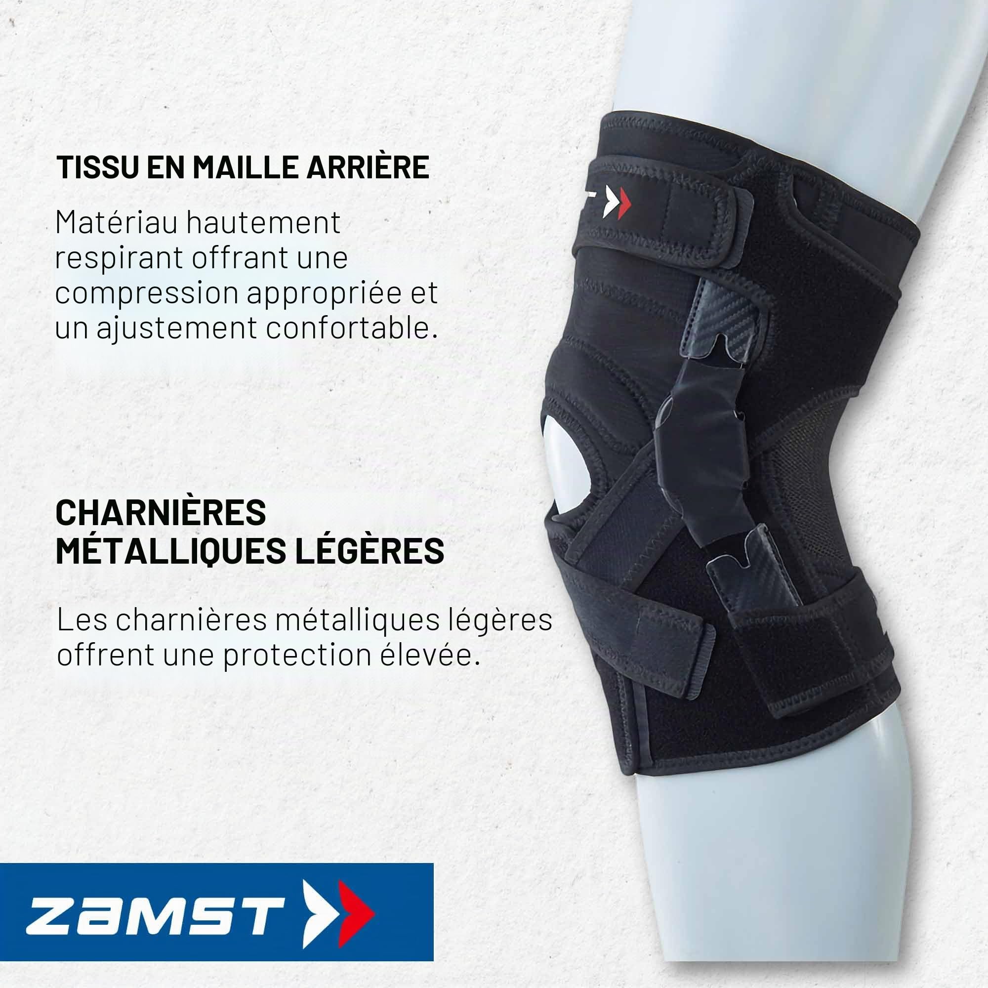 Zamst ZK-X Genouillère de Sport - Genouillère à Compression Extra Forte pour Hommes et Femmes avec Charnières en Aluminium, pour Entorses Modérées à Sévères des Ligaments ACL, MCL et LCL - Taille L