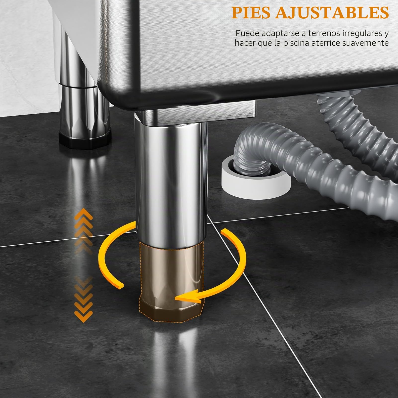 Fregadero de fregona de acero inoxidable con pies ajustables, barrera alta, soldadura sin costuras, fregadero comercial de gran capacidad para lavanderías, vestíbulos, restaurantes, plateado