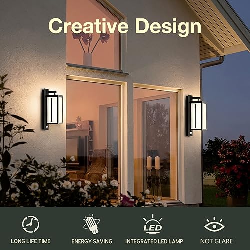 Miniatura 4 de Lámpara de pared para exteriores con sensor de movimiento, farol de montaje moderno, impermeable, con pantalla de vidrio transparente, lámparas de