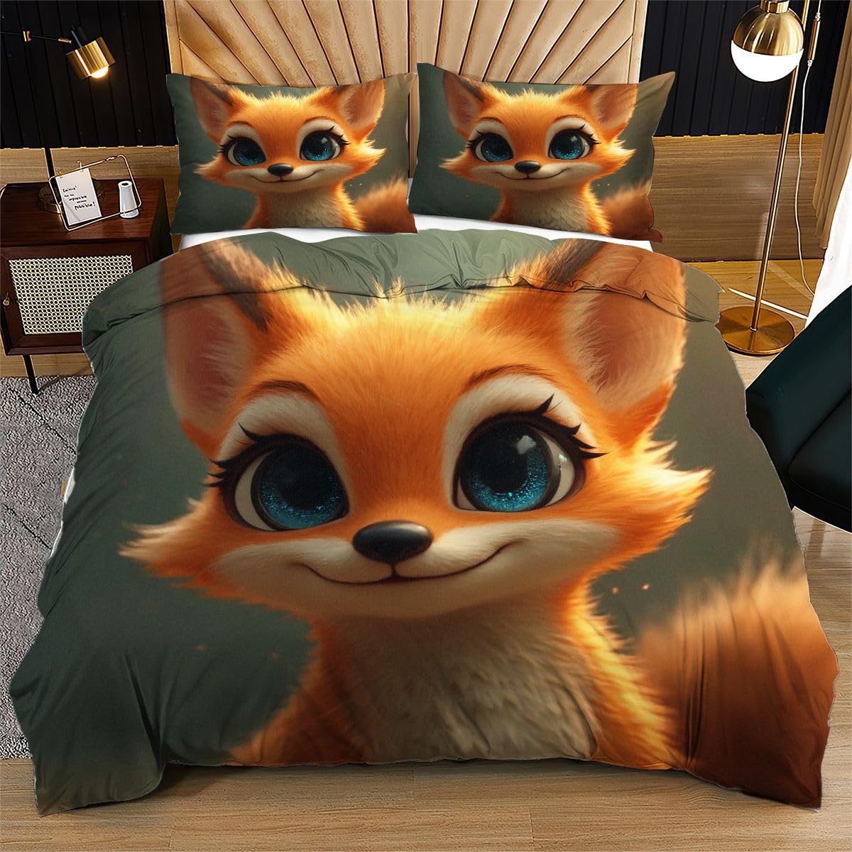 Parure de lit 240x260 renard jaune pour illuminer l'atmosphère de votre chambre