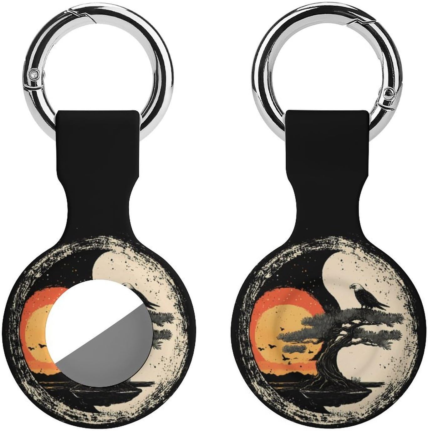 Yin and Yang Eagle1 Tree Funny Cover Compatible with AirTag Case Protector GPS Tracker Holder with Keychain