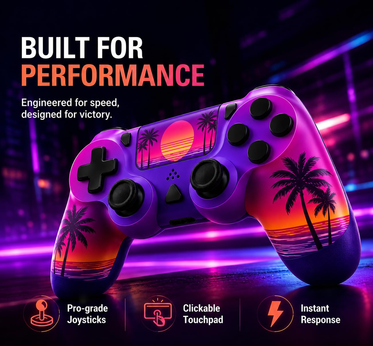 Wireless Controller for ps-4,Remote controller for ps-4/Slim/Pro/PC with Dual Vibration/3.5mm Audio Jack/6-Axis Gyro/Touch Pad/Type-C Port/1000mAh Battery (purple) 6 71ztRC+TTSL. SL1302