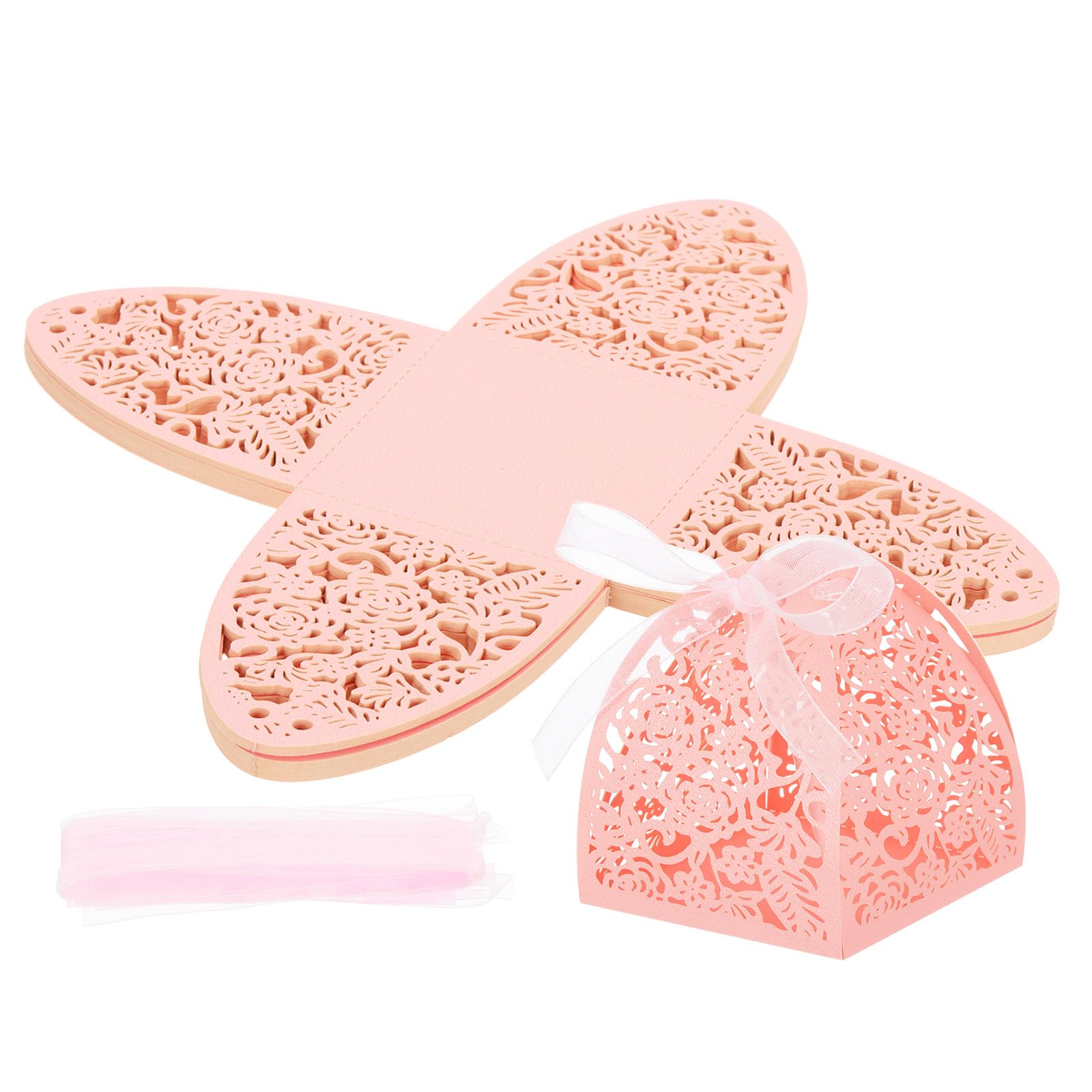 PATIKIL 6cm x 6cm x 8cm Favor Boxes, 24 Pcs Candy Party Gift Boxes for Wedding Mother's Day Easter Anniversary Christmas Graduation Celebration, Pink