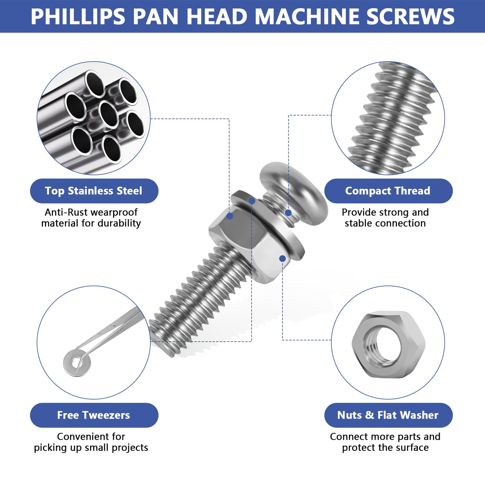 Stainless Steel Machine Screws - 990 Piece Assortment Kit -2