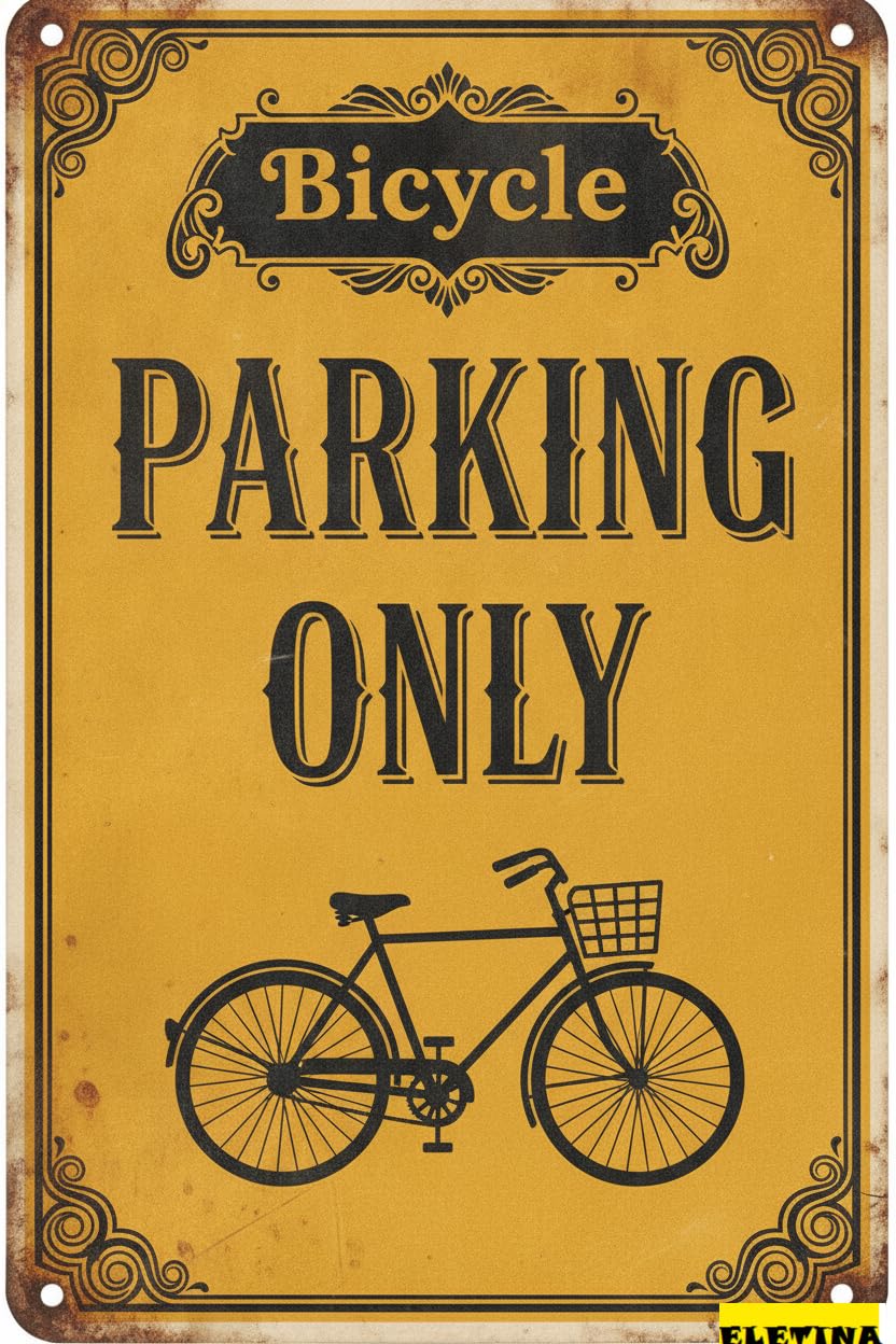 Bicycle Parking Only Metal Tin Warning Sign Garden Driveway High Way Gate Business Decor 8x12in