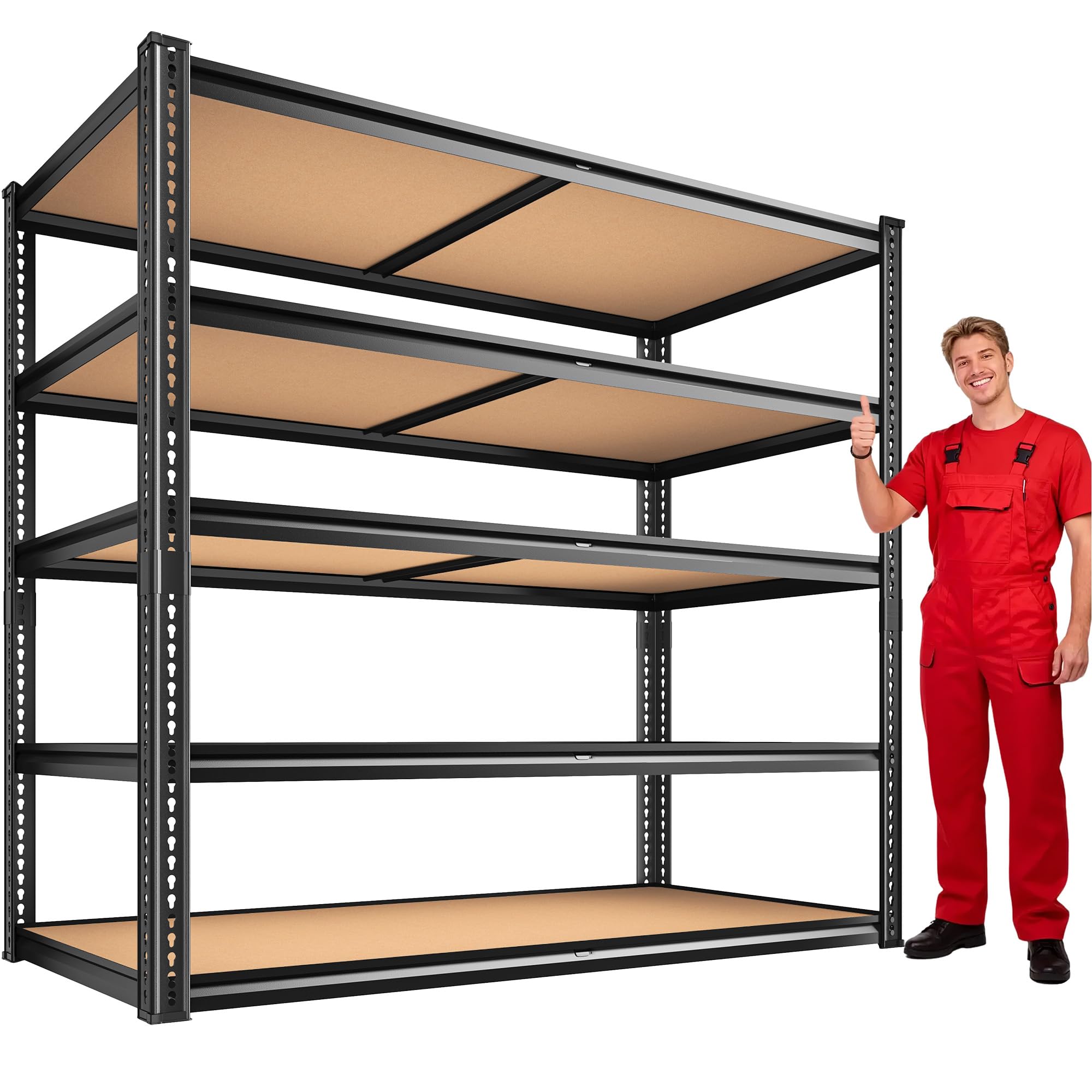 - 40" W Garage Shelving 2300LBS Storage Shelves Adjustable Metal Shelving 5 Tier Garage Utility Rack Shelf for Warehouse, Pantry, Closet, Kitchen 72.2" H x 40" W x 20" D, Black,Gift