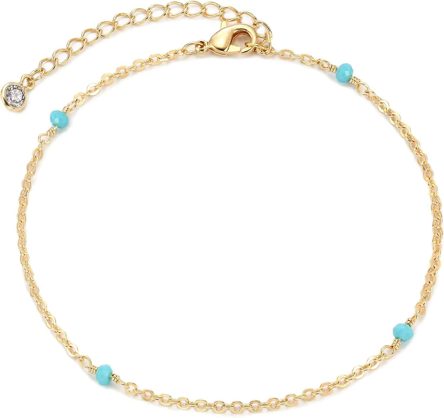 Mevecco - Tobillera chapada en oro de 14 quilates, estilo bohemio, playa, refinado, diseño de estrella de la suerte, para mujer, brazalete para