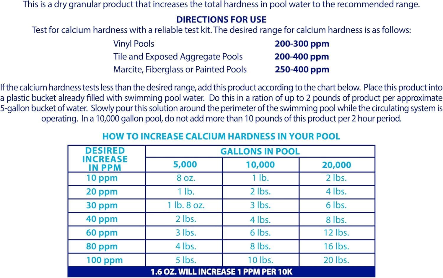 Robelle 16-Pounds Premium Pool Calcium Up, Calcium Hardness Increaser, Made in USA