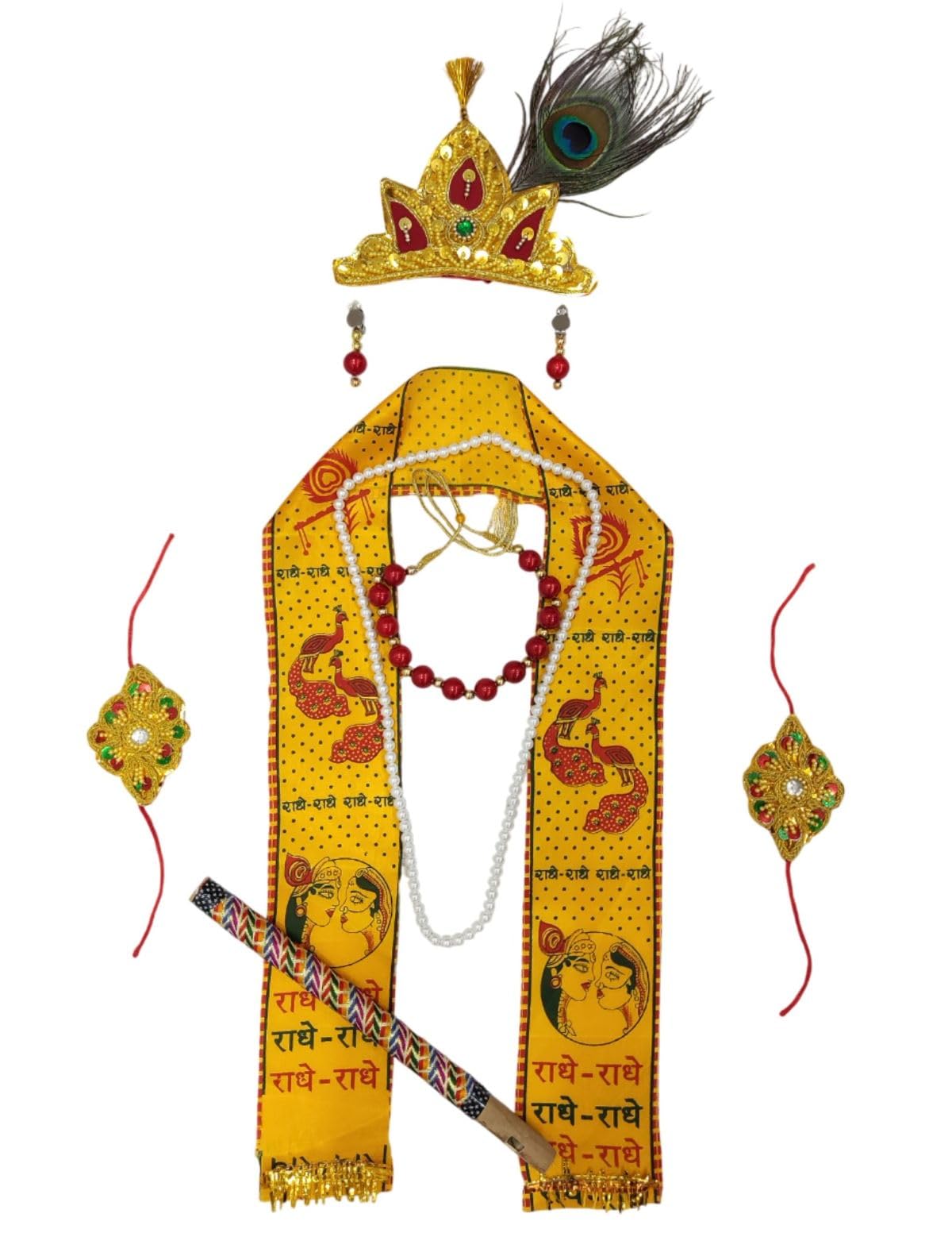 BookMyCostume Krishna Jewellery for Kids 8-Pcs Standard | Accessorize Your Krishna Dress for Kids | Jewellery Accessory for Kanha Dress for Baby Boy | Janmashtami dress Accessory – 0-7 yrs discount deal