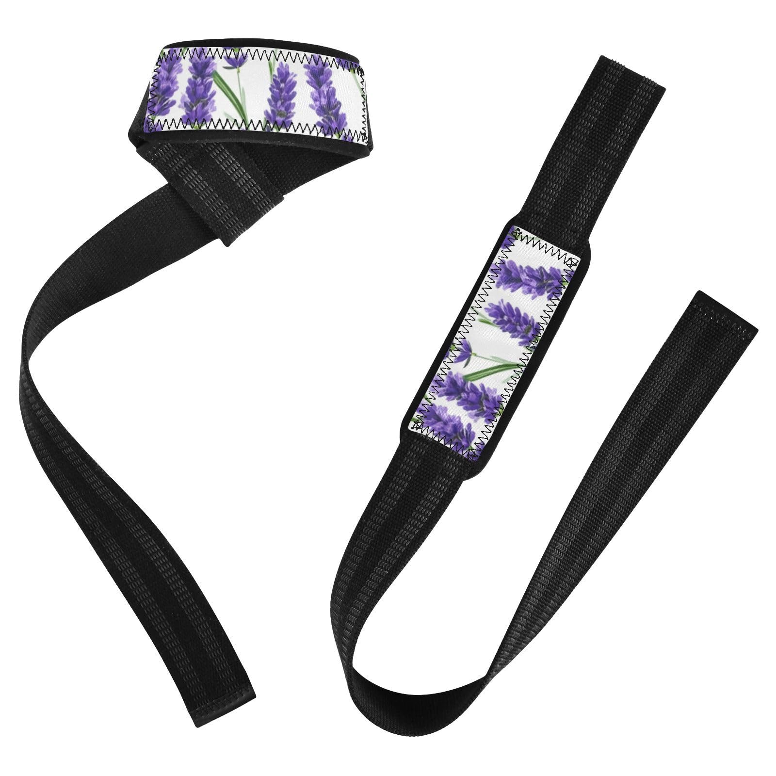 STAYTOP Lavender Flowers Wrist Straps for Weightlifting,Lifting Straps with Neoprene Cushioned Wrist Padded and Anti-Skid Silicone for Strength Training,Bodybuilding,Deadlifting