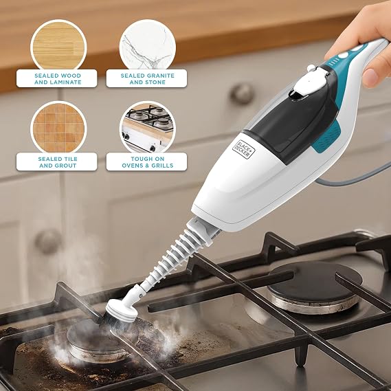 BLACK+DECKER 2-in-1 Steam Mop and Handheld Steam Cleaner, 1500W Electric Floor Steamer with 180 Swivel Steering, Fast 30s Heat-Up, Compact Foldable Storage, 13 Accessories for Tile & Hardwood Floors