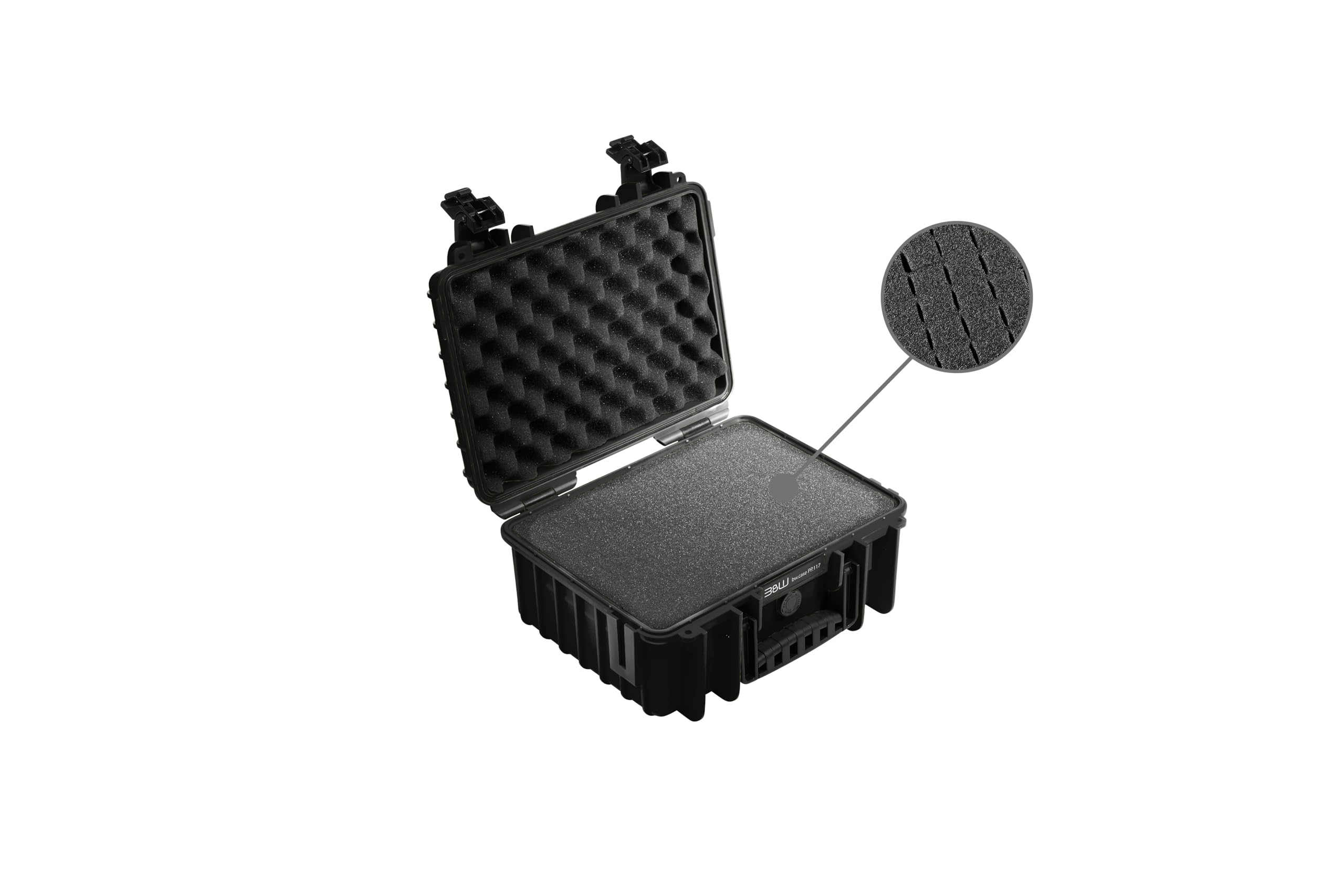 B&W Transportkoffer Outdoor - Typ 3000 - Schwarz mit Würfelschaum - Wasserdicht nach IP67 Zertifizierung, Staubdicht, Bruchsicher und Unverwüstlich