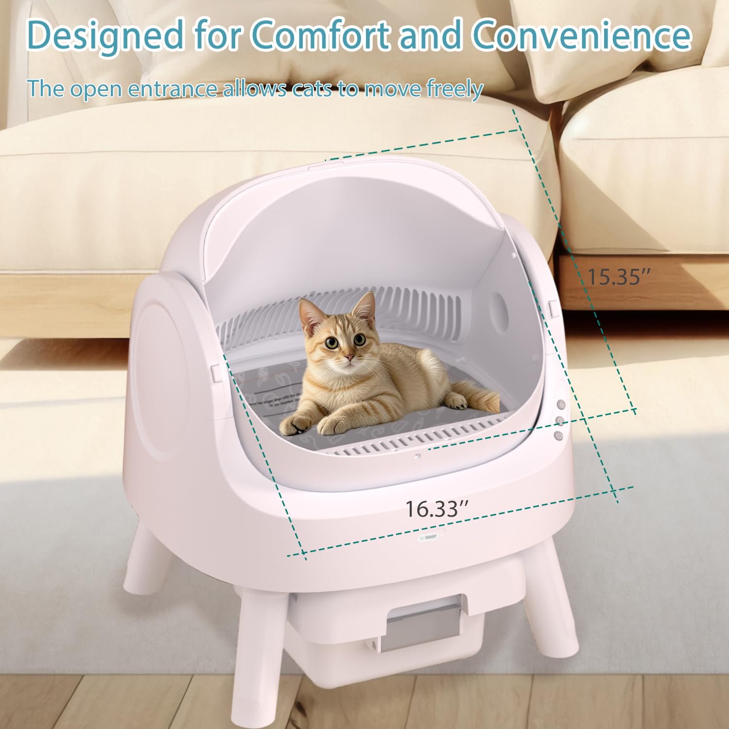 AutoScooper 11 Self Cleaning Litter Box, Open Top Litter Box for Multiple Cats, Automatic Cat Litter Box with Liner & Mat, White (Manufacturer by PETPIVOT INC)